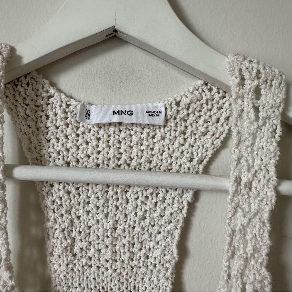 Mango Cream Knit Crop Tank Top Sleeveless Cropped Sweater Size M - Picture 6 of 7